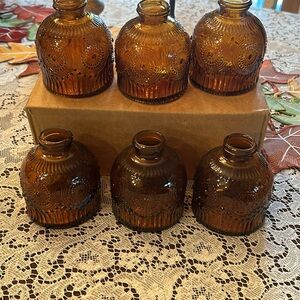 Elegant Brown Glass Vase 3 1/2” set of 6